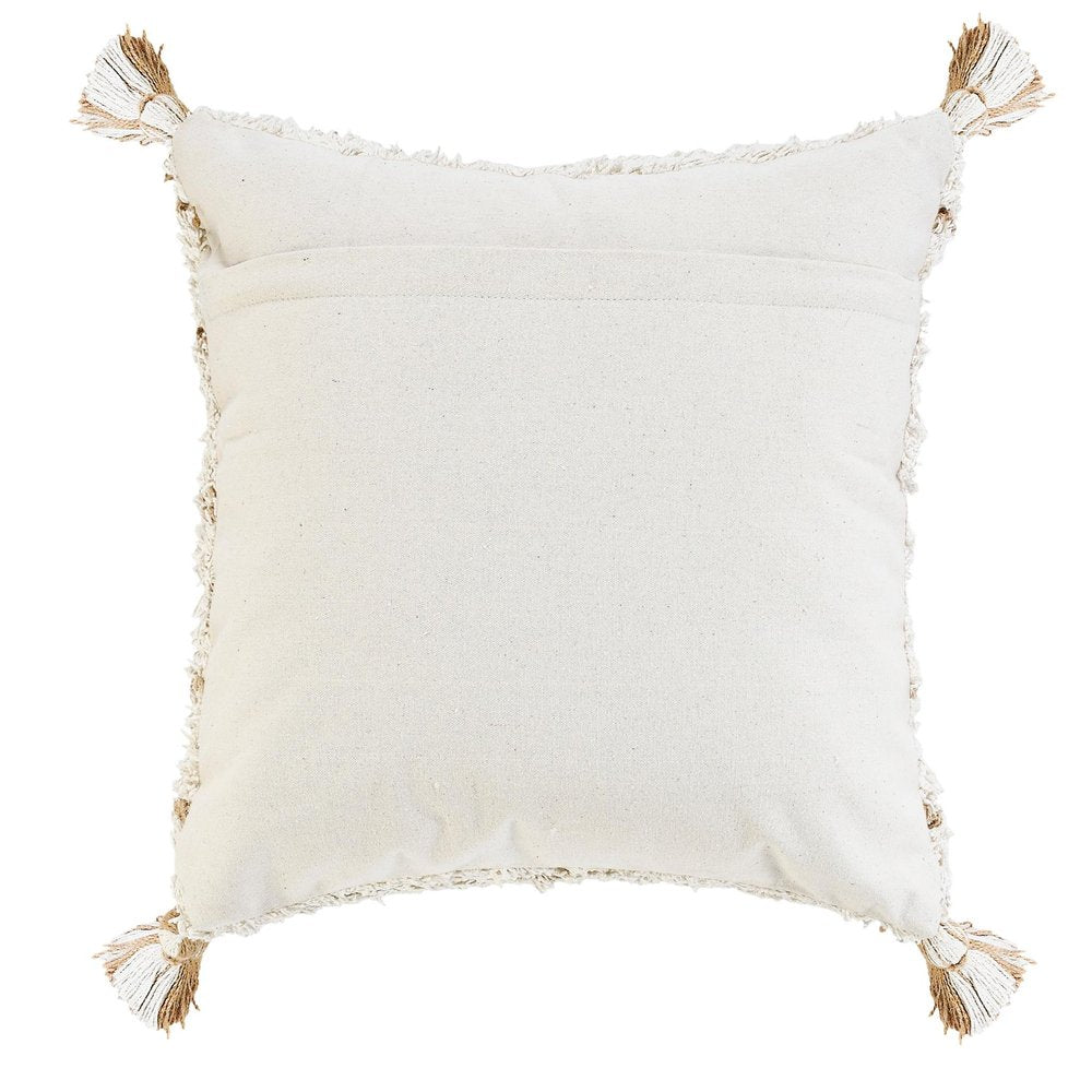 14" X 36" Tan And White Geometric Cotton Throw Pillow