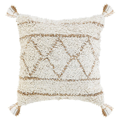 14" X 36" Tan And White Geometric Cotton Throw Pillow