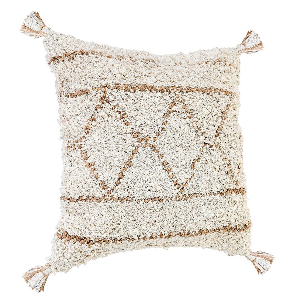14" X 36" Tan And White Geometric Cotton Throw Pillow