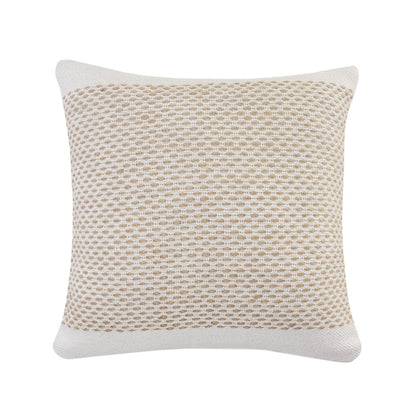 20" Ivory And Natural Cotton Geometric Throw Pillow