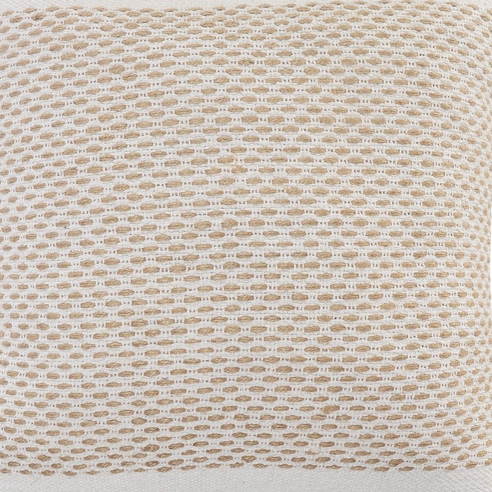 20" Ivory And Natural Cotton Geometric Throw Pillow