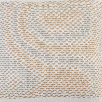20" Ivory And Natural Cotton Geometric Throw Pillow