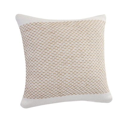 20" Ivory And Natural Cotton Geometric Throw Pillow