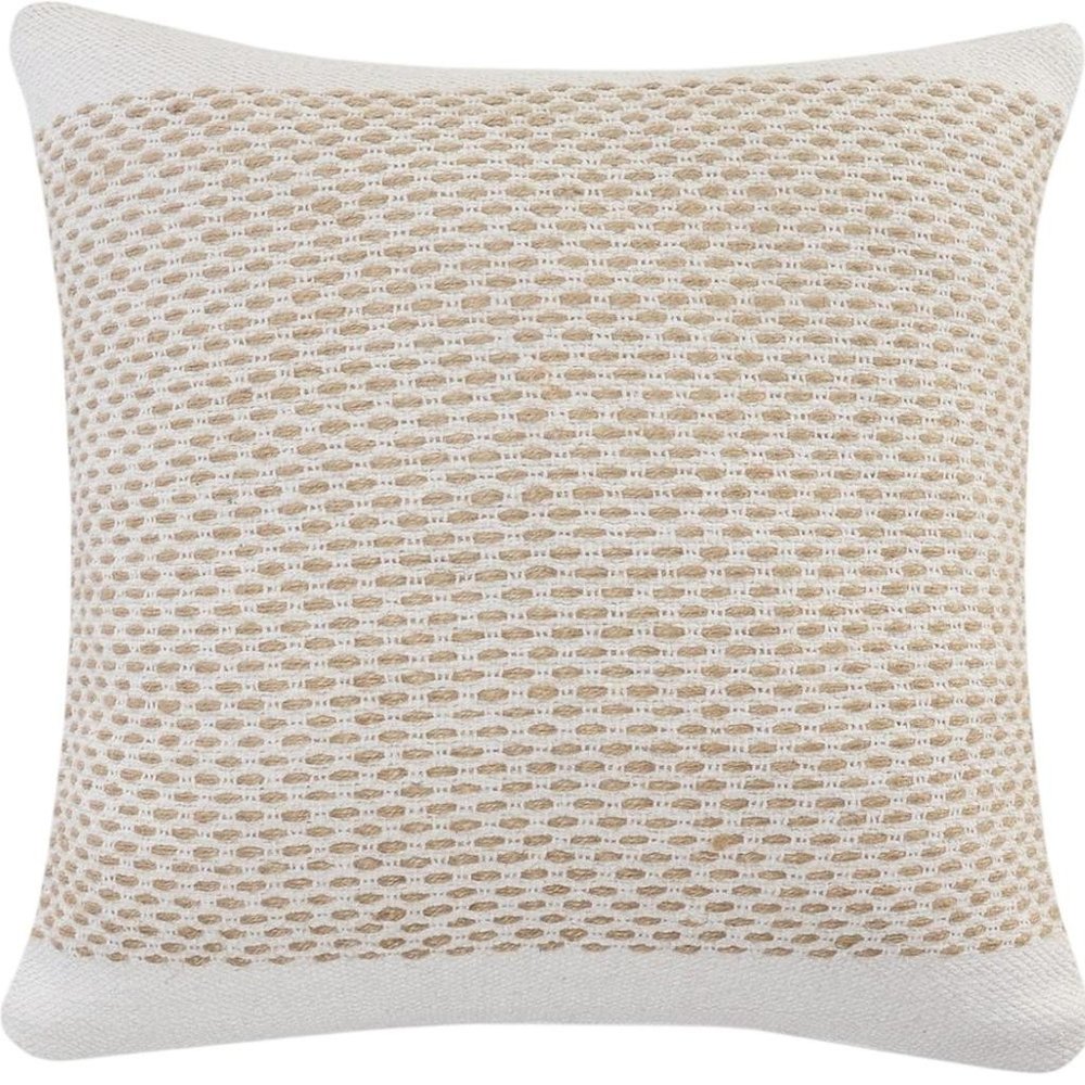 20" Ivory And Natural Cotton Geometric Throw Pillow