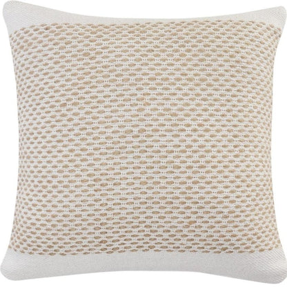 20" Ivory And Natural Cotton Geometric Throw Pillow