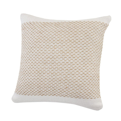 20" Ivory And Natural Cotton Geometric Throw Pillow