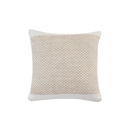 20" Ivory And Natural Cotton Geometric Throw Pillow