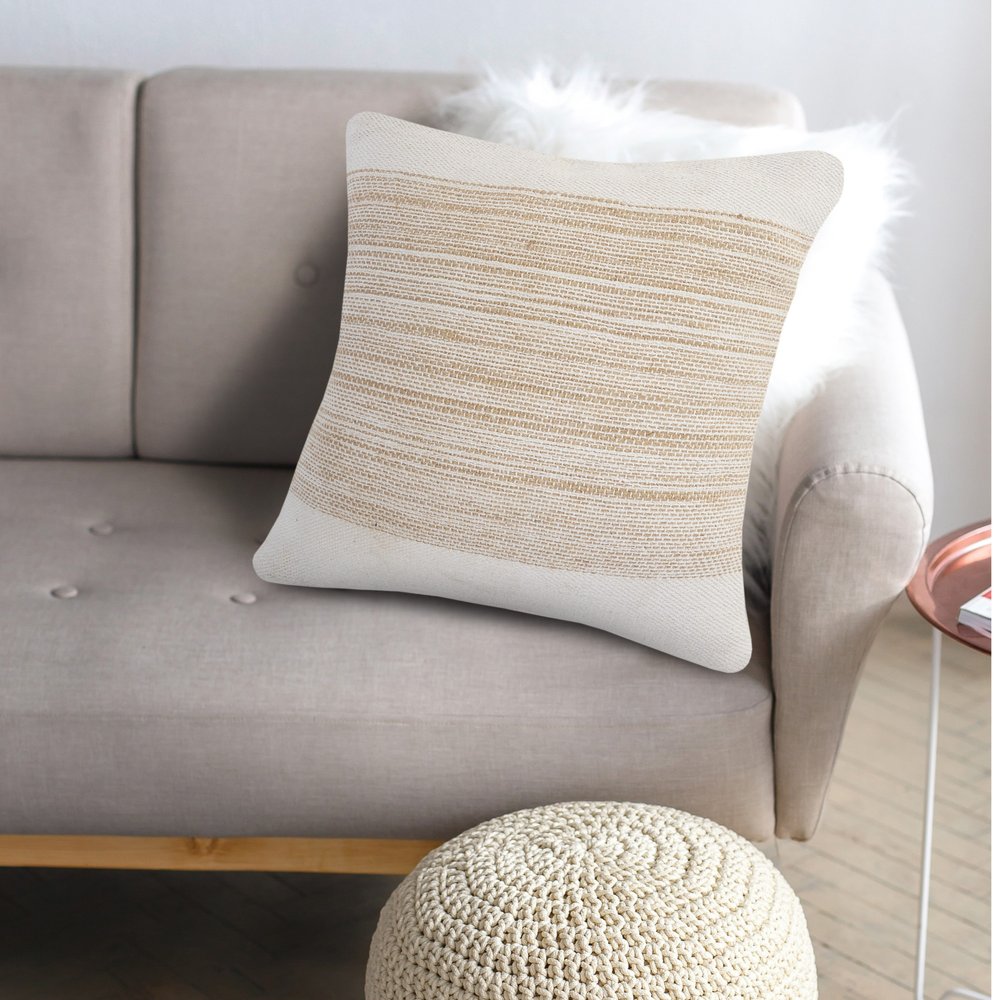 20" Natural and Ivory Throw Pillow