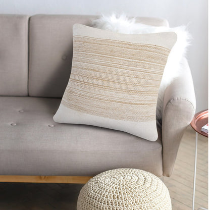 20" Natural and Ivory Throw Pillow
