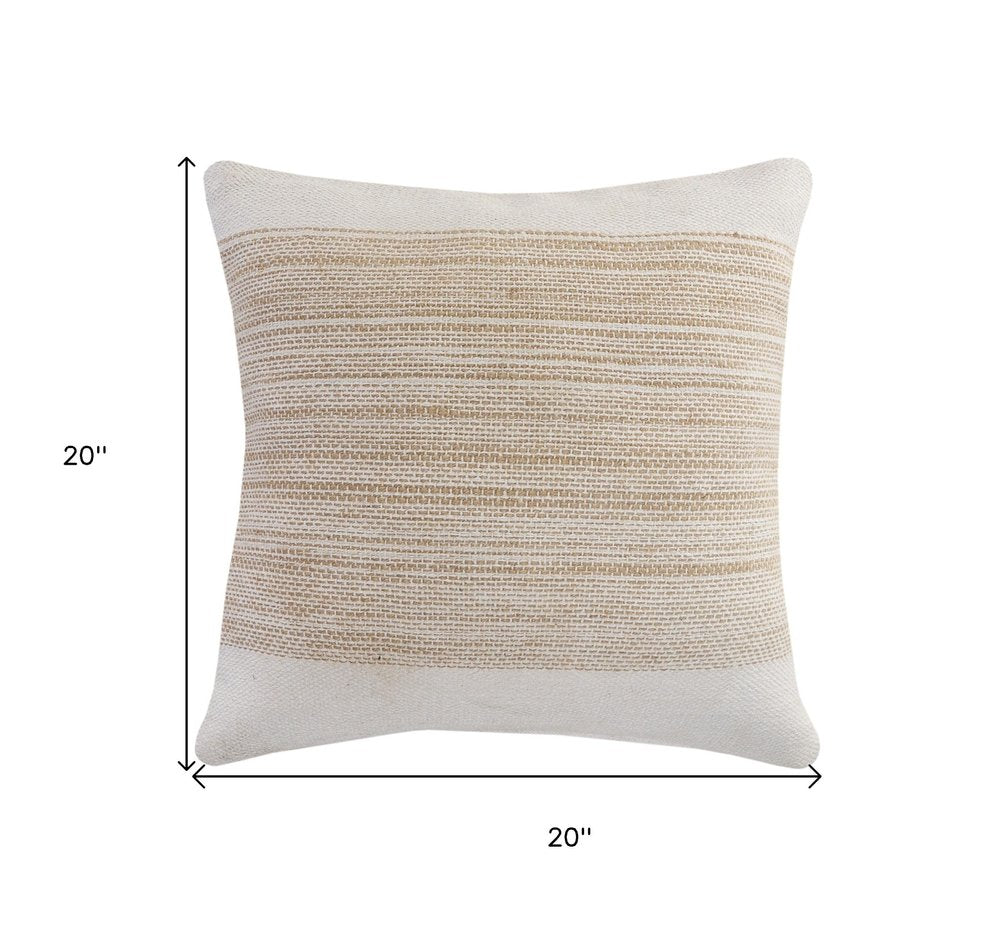 20" Natural and Ivory Throw Pillow