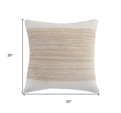 20" Natural and Ivory Throw Pillow