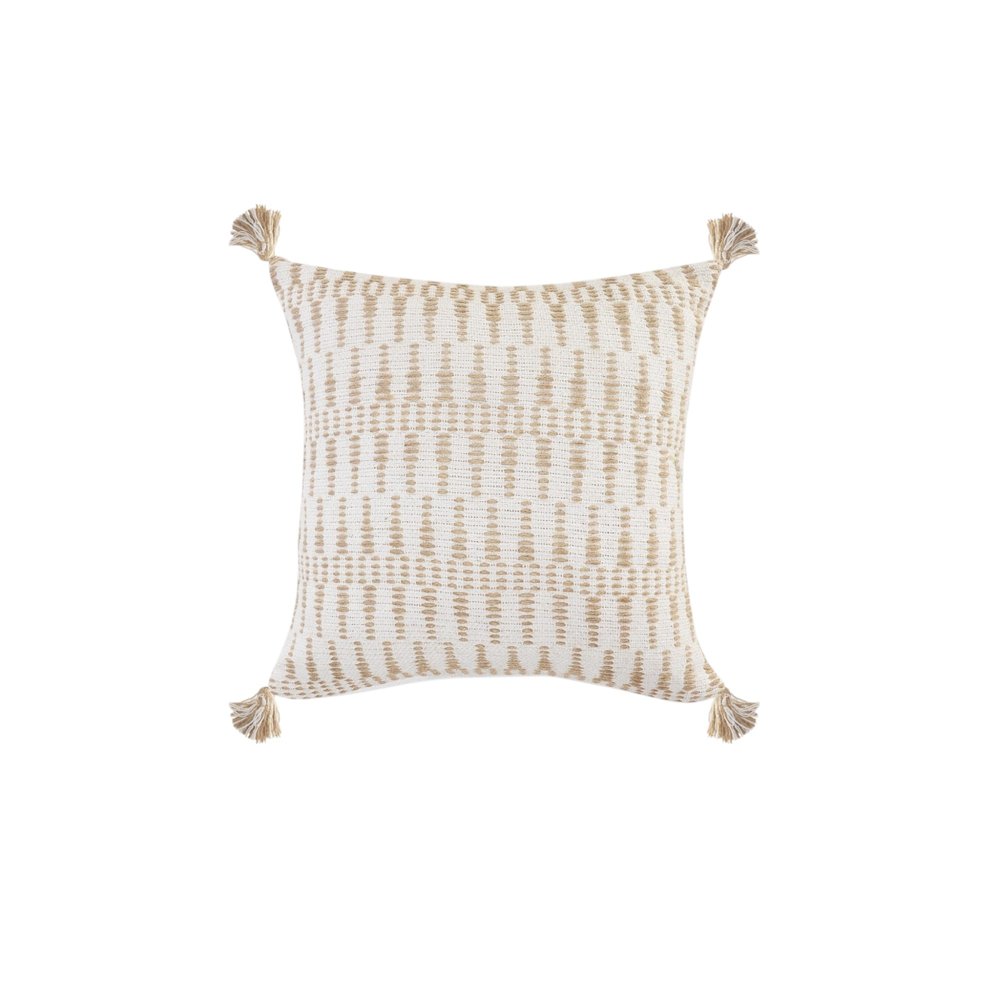 20" X 20" Tan And Beige Jute Zippered Pillow
