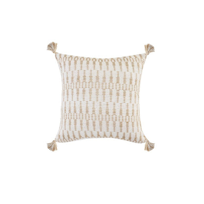 20" X 20" Tan And Beige Jute Zippered Pillow