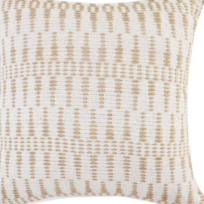 20" X 20" Tan And Beige Jute Zippered Pillow