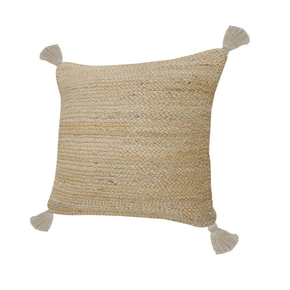 20" X 20" Tan And Beige Jute Zippered Pillow