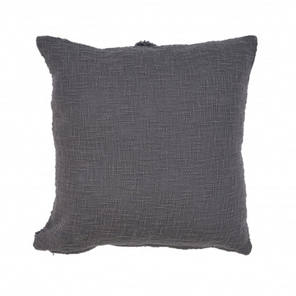 20" X 20" Dark Gray 100% Cotton Geometric Zippered Pillow