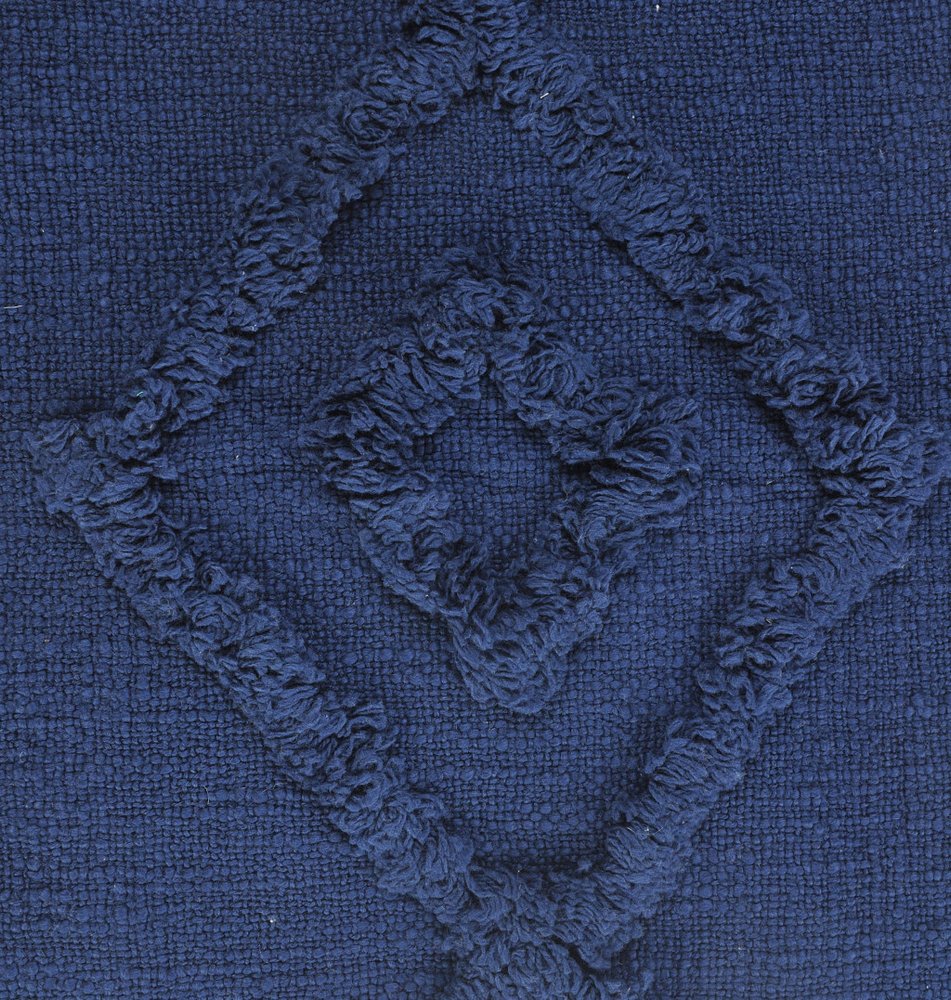 20" Navy Blue And Dark Blue Cotton Geometric Throw Pillow