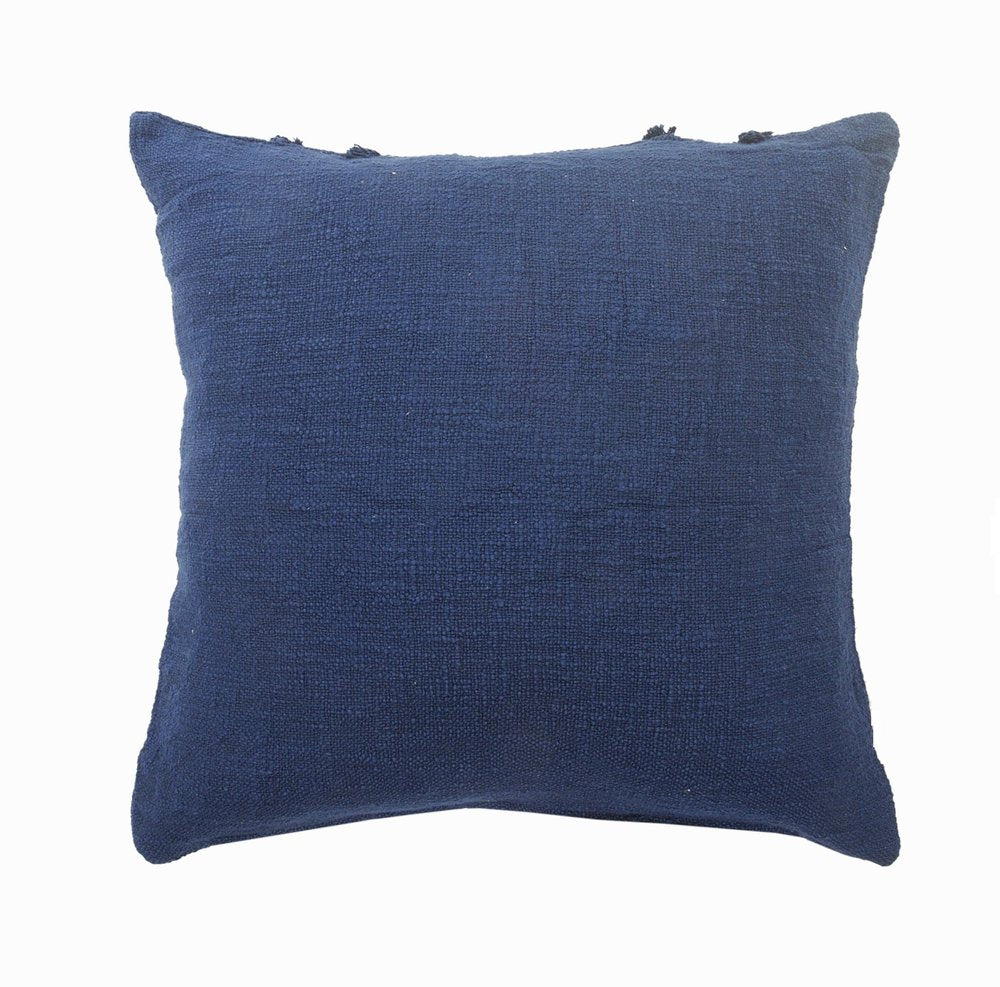 20" Navy Blue And Dark Blue Cotton Geometric Throw Pillow
