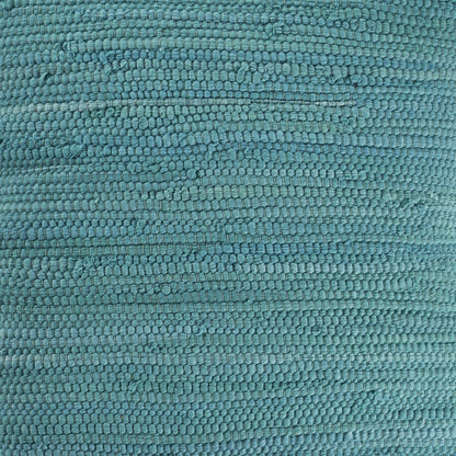 20" Turquoise And Tan Cotton Color Block Throw Pillow