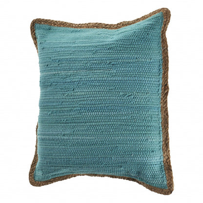 20" Green White And Natural Striped Cotton And Jute Throw Pillow