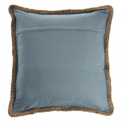 20" Green White And Natural Striped Cotton And Jute Throw Pillow