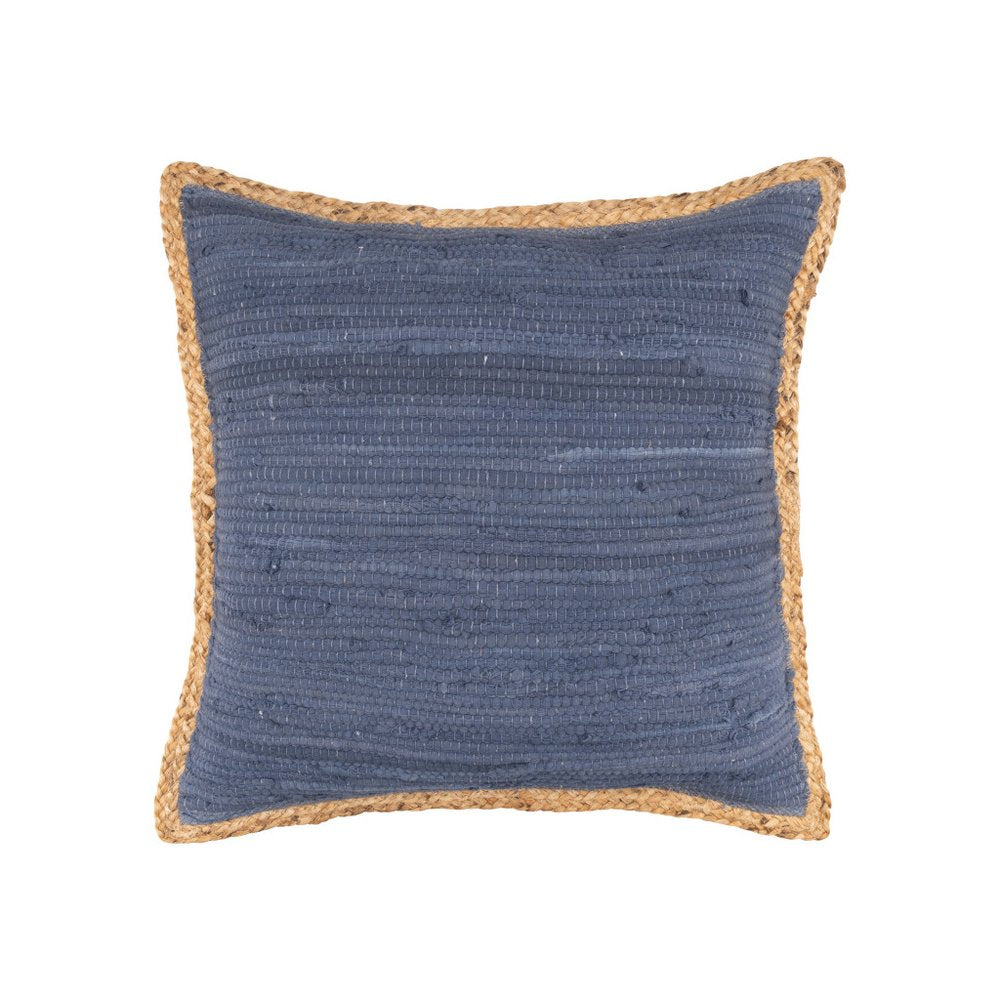 20" Turquoise And Tan Cotton Color Block Throw Pillow