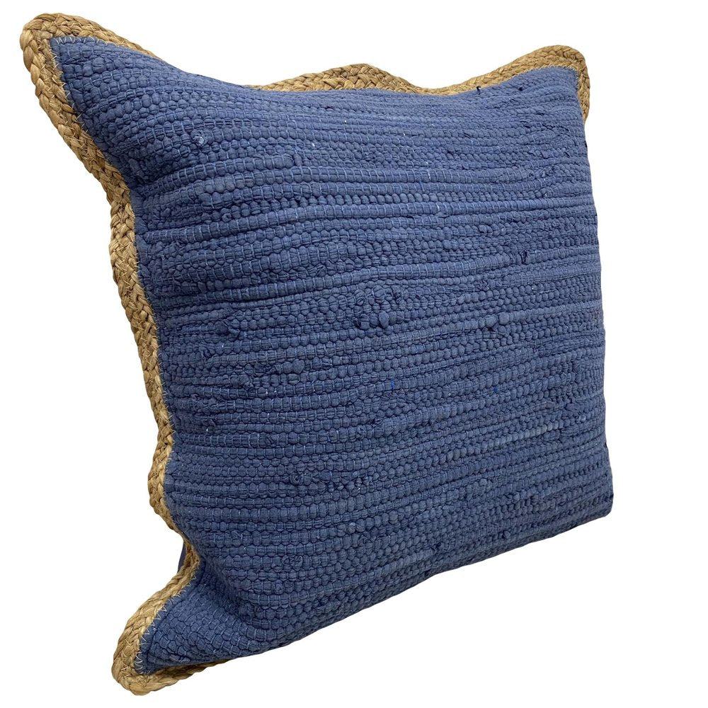20" Turquoise And Tan Cotton Color Block Throw Pillow