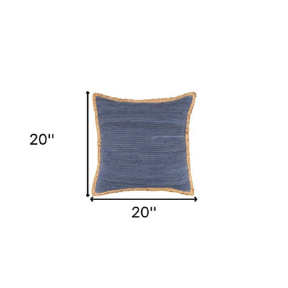 20" Green White And Natural Striped Cotton And Jute Throw Pillow