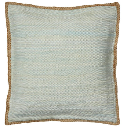 20" Turquoise And Tan Cotton Color Block Throw Pillow