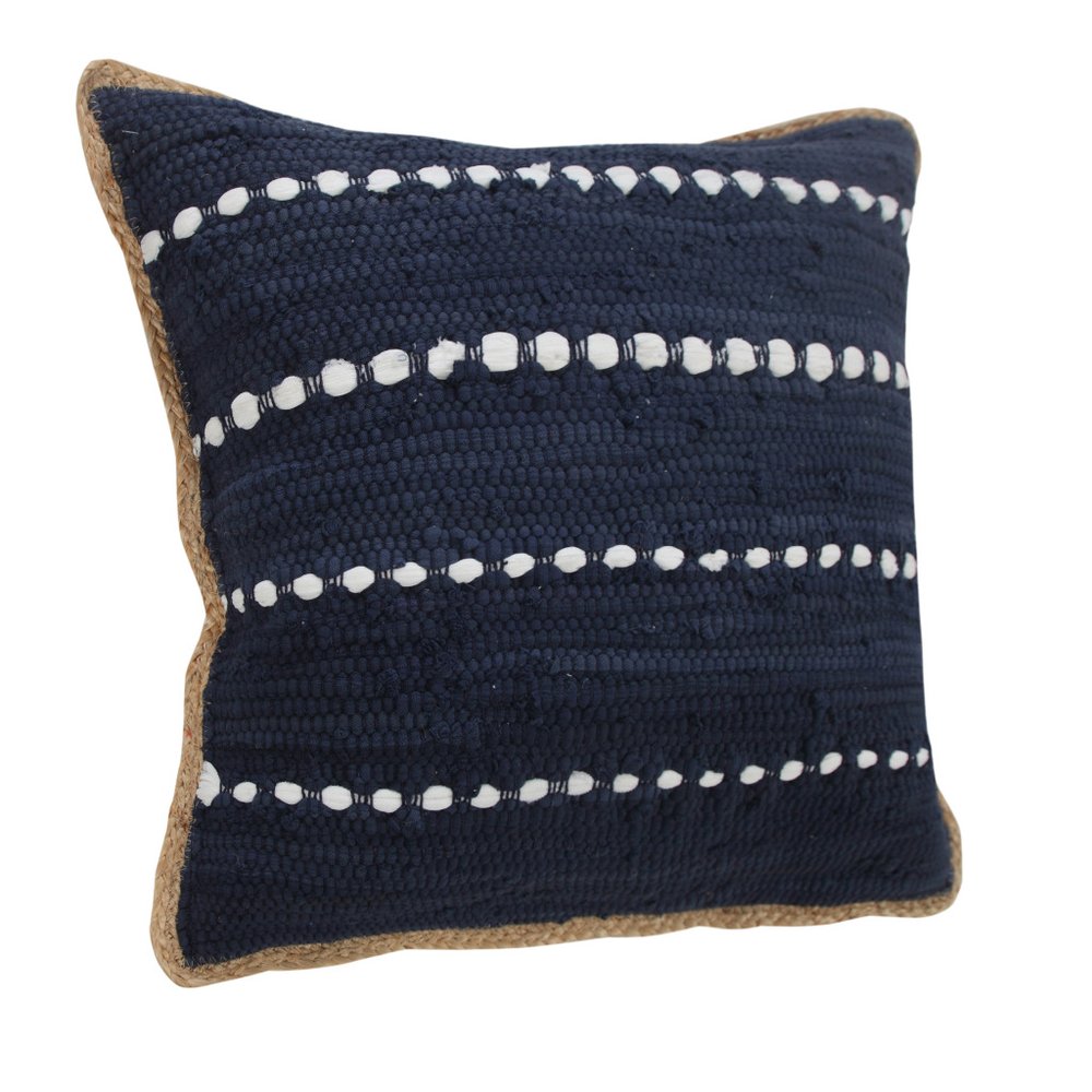 20" Blue and Beige Throw Pillow