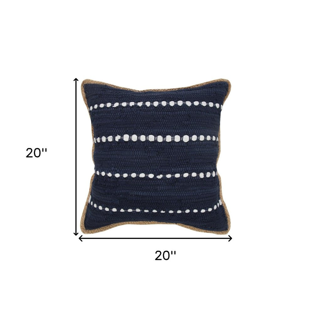 20" Blue and Beige Throw Pillow