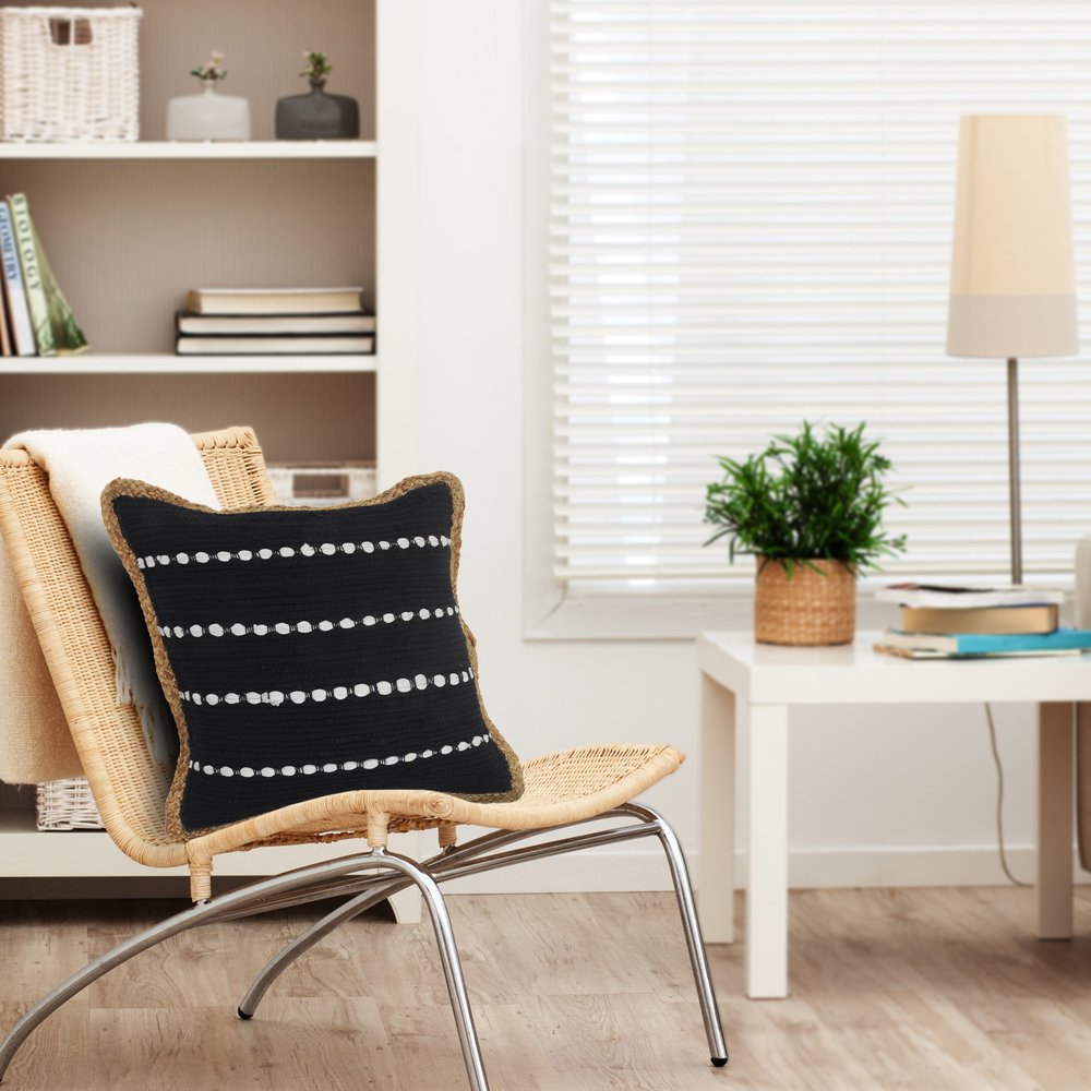 20" Blue and Beige Throw Pillow