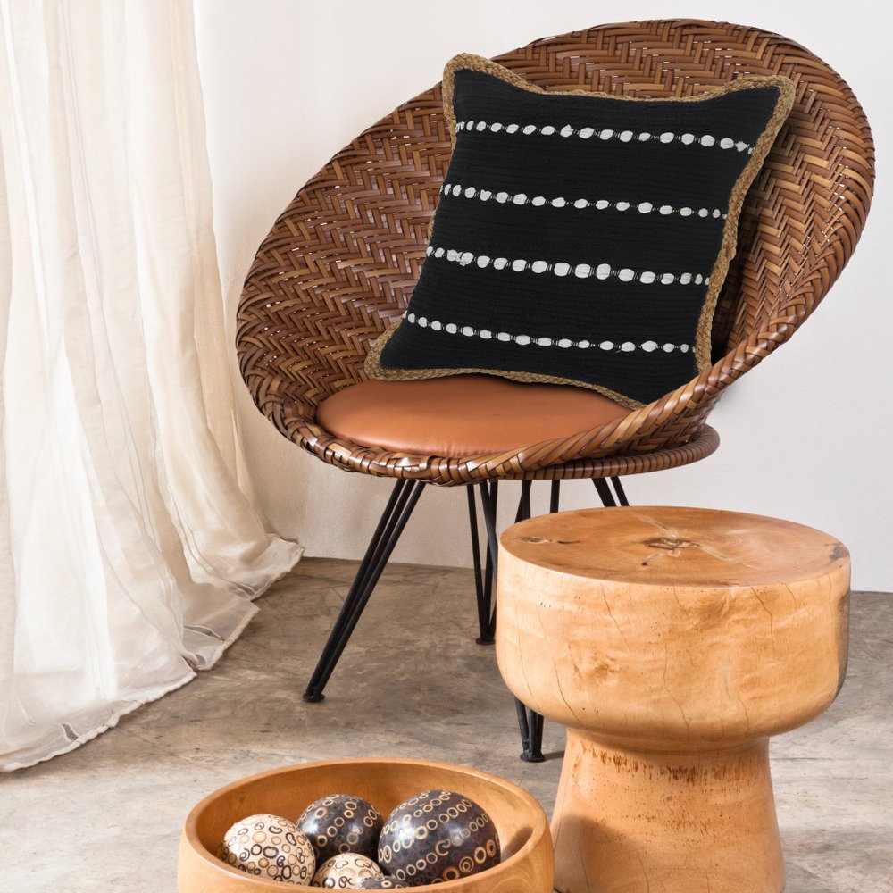 20" Blue and Beige Throw Pillow