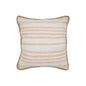 20" X 20" Coral Pink White And Tan 100% Cotton Striped Zippered Pillow