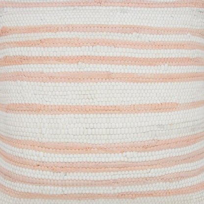 18" X 18" White Gray And Tan 100% Cotton Striped Zippered Pillow