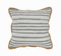 18" X 18" White Gray And Tan 100% Cotton Striped Zippered Pillow