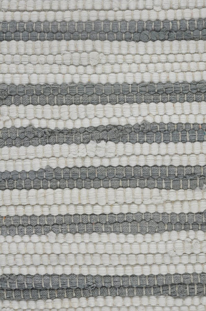 18" X 18" White Gray And Tan 100% Cotton Striped Zippered Pillow