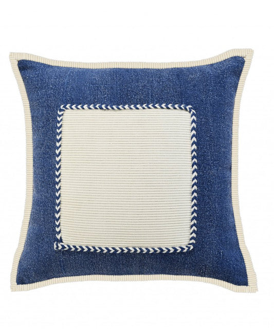 20" Gray Ivory And White Cotton Geometric Throw Pillow