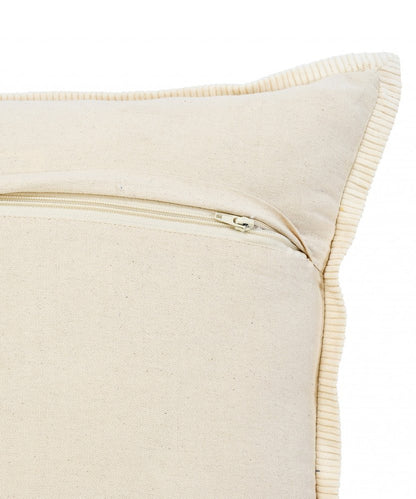 14" X 36" Golden Yellow And Cream 100% Cotton Zippered Pillow