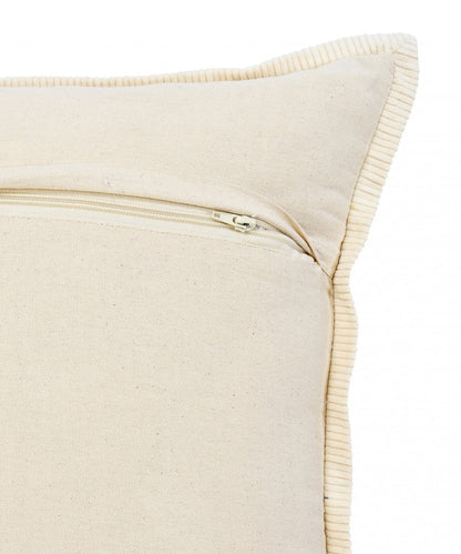 20" X 20" Golden Glow And Cream 100% Cotton Zippered Pillow