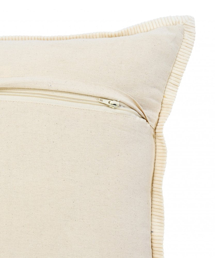 20" X 20" Navy And Cream 100% Cotton Zippered Pillow