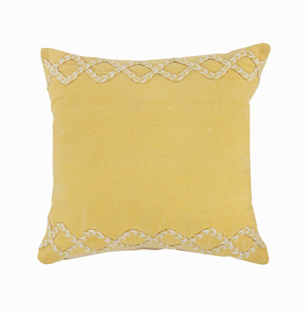 20" Yellow and White Throw Pillow