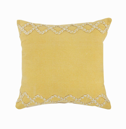 20" Yellow and White Throw Pillow