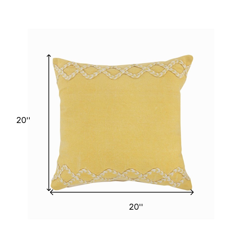 20" Yellow and White Throw Pillow