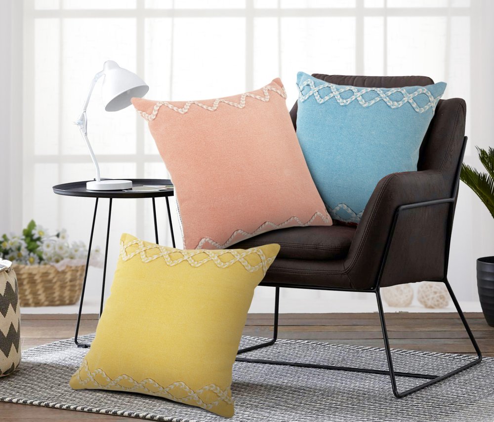 20" Yellow and White Throw Pillow