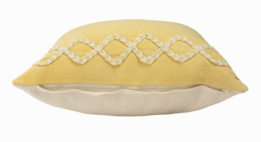 20" Yellow and White Throw Pillow
