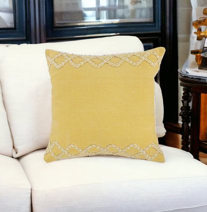 20" Yellow and White Throw Pillow