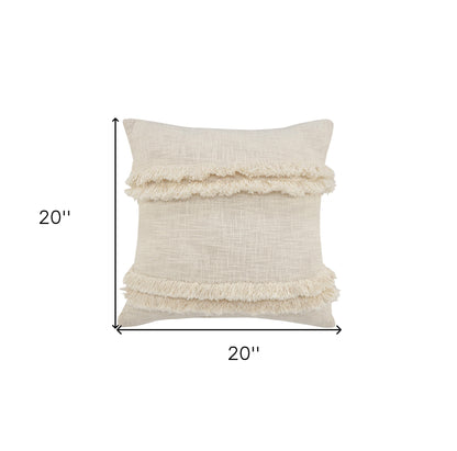 14" X 36" Cream 100% Cotton Zippered Pillow