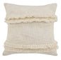 14" X 36" Cream Cotton Throw Pillow with Fringe