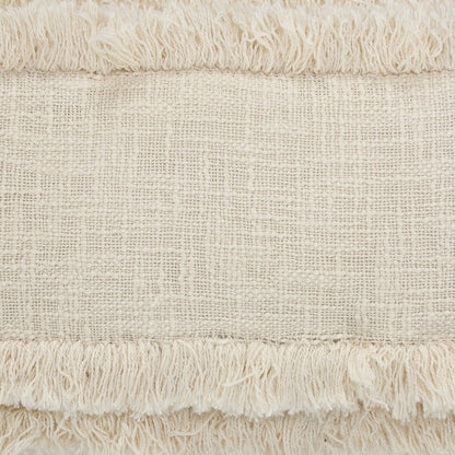 14" X 36" Cream Cotton Throw Pillow with Fringe